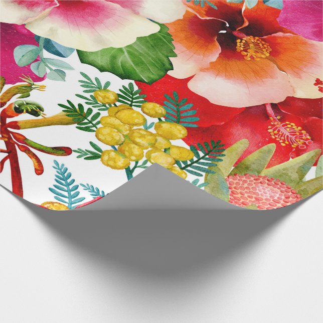 Hot Tropical Blooms Pattern Wrapping Paper (Corner)