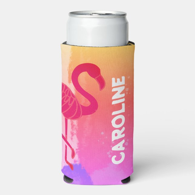 Hot Tropical Flamingo Seltzer Can Cooler (Seltzer Front)
