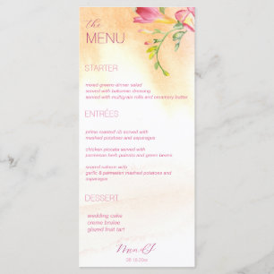 Hot Tropical Freesia Watercolor Menu