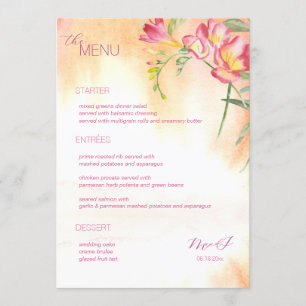 Hot Tropical Freesia Watercolor Menu