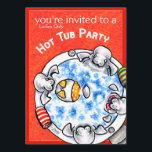 Hot Tub Party Funny Manatees Off-Leash Art™ Red Invitation<br><div class="desc">If you want to host the best hot tub party,  then do it right by sending out fun custom invitations featuring popular Off-Leash Art™ illustrations! This template features Andie's funny hot tub manatees drawing. Customisable.</div>