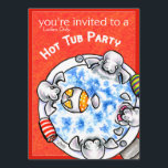 Hot Tub Party Funny Manatees Off-Leash Art™ Red Invitation<br><div class="desc">If you want to host the best hot tub party,  then do it right by sending out fun custom invitations featuring popular Off-Leash Art™ illustrations! This template features Andie's funny hot tub manatees drawing. Customisable.</div>