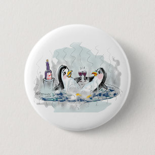 Hot Tub Penguin 6 Cm Round Badge