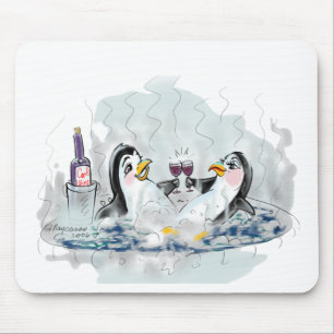Hot Tub Penguins Mouse Mat