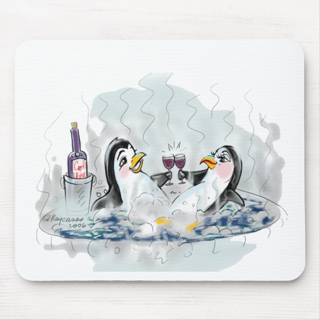 Hot Tub Penguins Mouse Mat (Front)