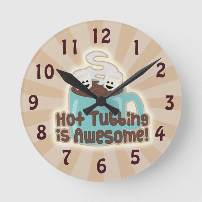 Hot Tubbing Marshmallows Round Clock (Front)