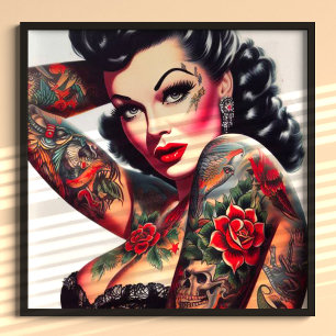 Hot Vintage Tattooed Pin-up Poster