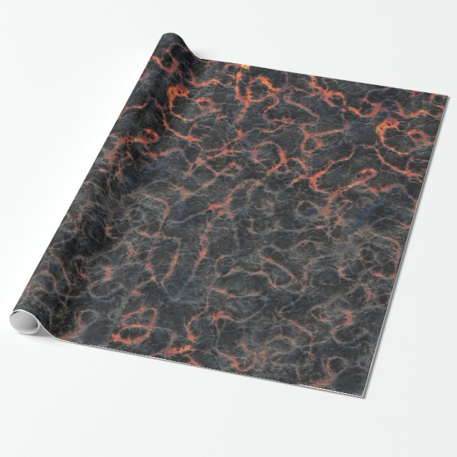 Hot Volcanic Ash Red Lines of Lava Texture Pattern Wrapping Paper (Unrolled)