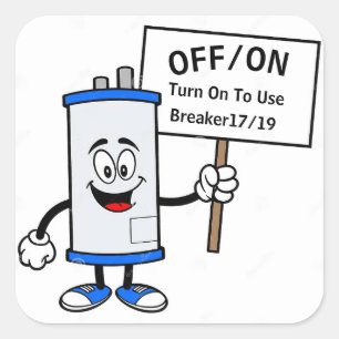 Hot Water Heater Sign Square Sticker