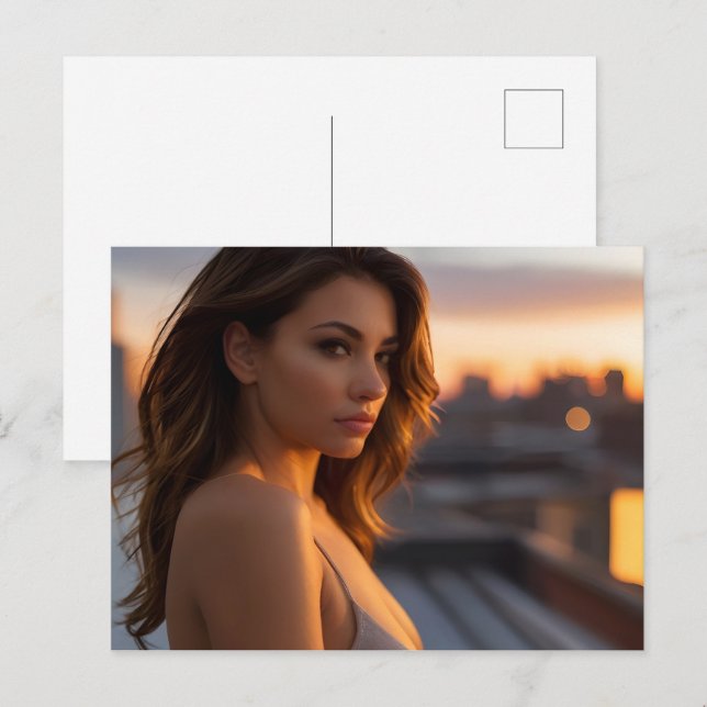 Hot woman on rooftop  postcard (Front/Back)