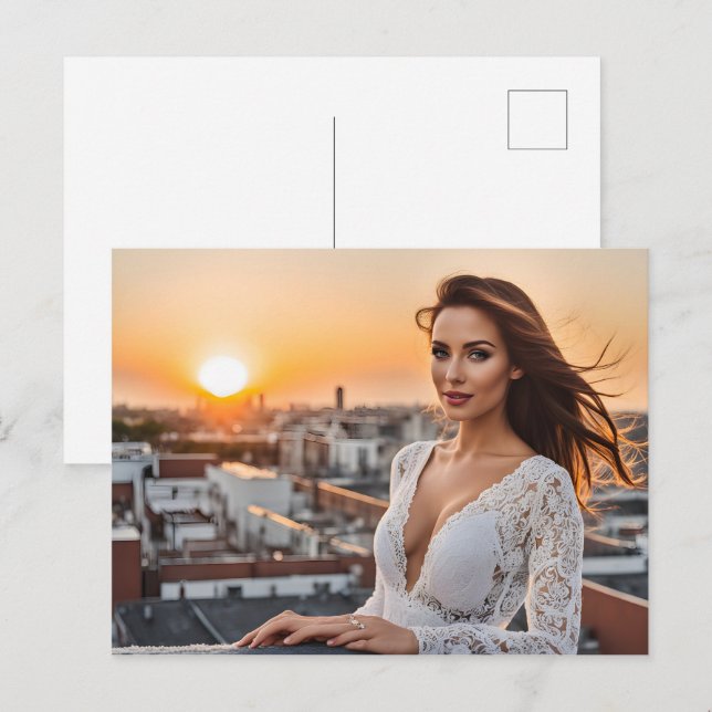 Hot woman on rooftop  postcard (Front/Back)