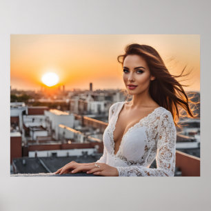 Hot woman on rooftop  poster
