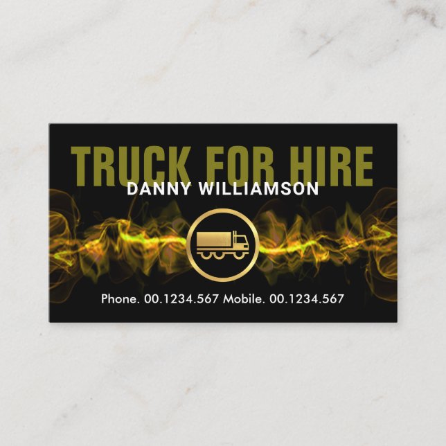 Hot Yellow Electric Lightning Trucking Service Business Card (Front)