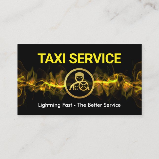 Hot Yellow Lightning Taxi Service Business Card (Front)
