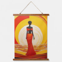 Hot yellow orange red african woman art painting