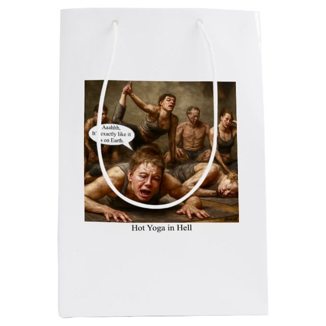 Hot Yoga in Hell.  Medium Gift Bag (Front)
