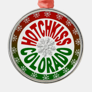 Hotchkiss Colorado red green snowflake ornament