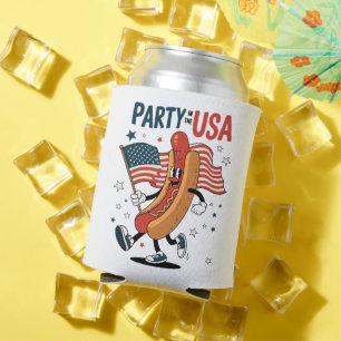 Hotdog 4th of July fireworks Independence Day Can Cooler