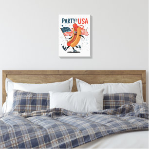 Hotdog 4th of July fireworks Independence Day Canvas Print