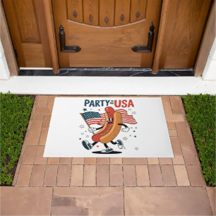 Hotdog 4th of July fireworks Independence Day Doormat