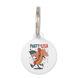 Hotdog 4th of July fireworks Independence Day Pet Tag