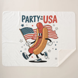 Hotdog 4th of July fireworks Independence Day Sherpa Blanket