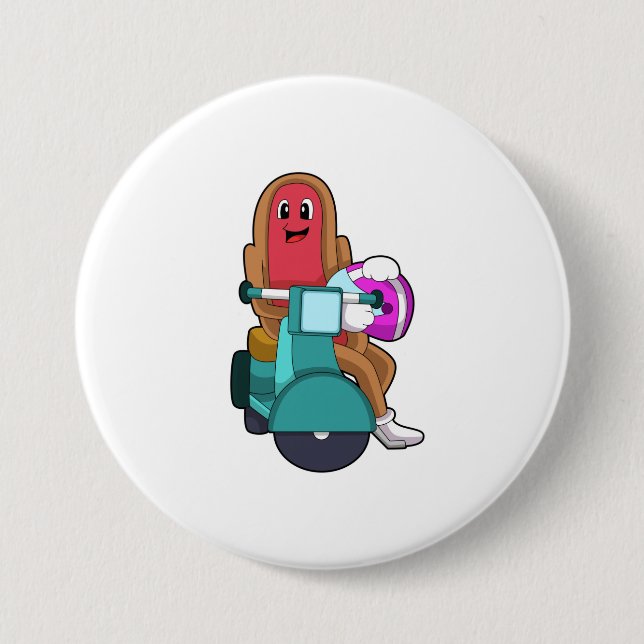 Hotdog as Biker with Scooter.PNG 7.5 Cm Round Badge (Front)