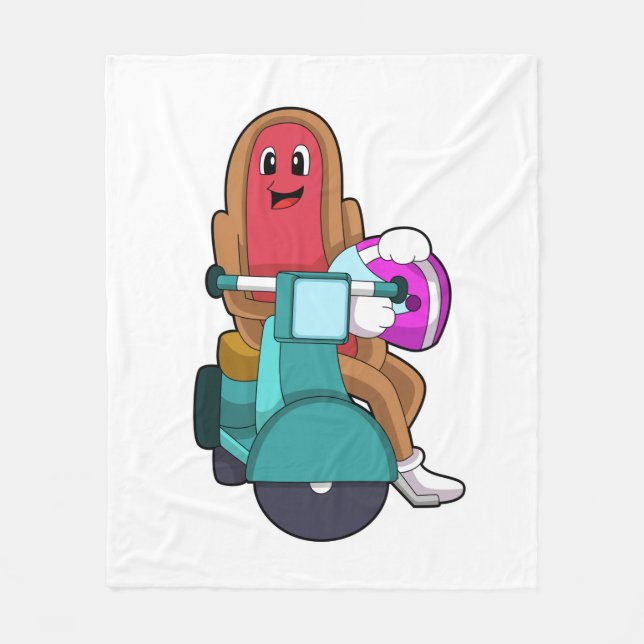 Hotdog as Biker with Scooter.PNG Fleece Blanket (Front)