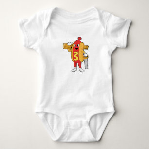 Hotdog as Carpenter with Saw & Wood Baby Bodysuit