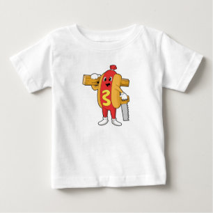Hotdog as Carpenter with Saw & Wood Baby T-Shirt