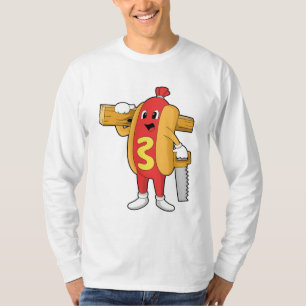 Hotdog as Carpenter with Saw & Wood T-Shirt