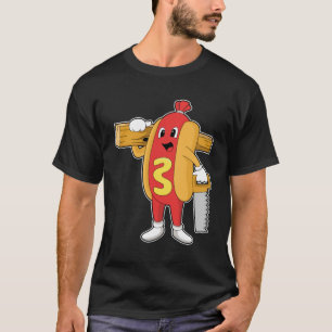 Hotdog as Carpenter with Saw & Wood T-Shirt