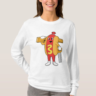 Hotdog as Carpenter with Saw & Wood T-Shirt