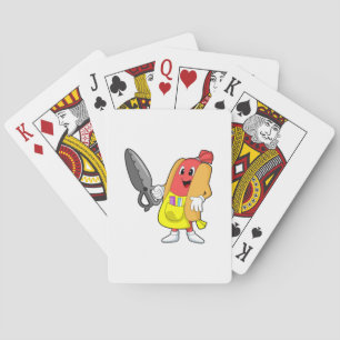 Hotdog as Hairdresser with Scissors Playing Cards