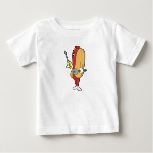 Hotdog as Mechanic with Tool Baby T-Shirt