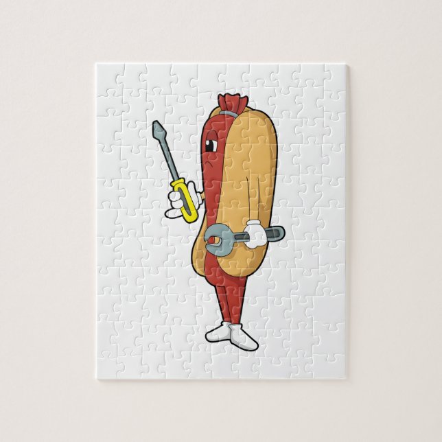 Hotdog as Mechanic with Tool Jigsaw Puzzle (Vertical)