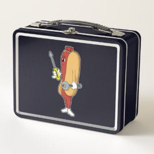 Hotdog as Mechanic with Tool Metal Lunch Box