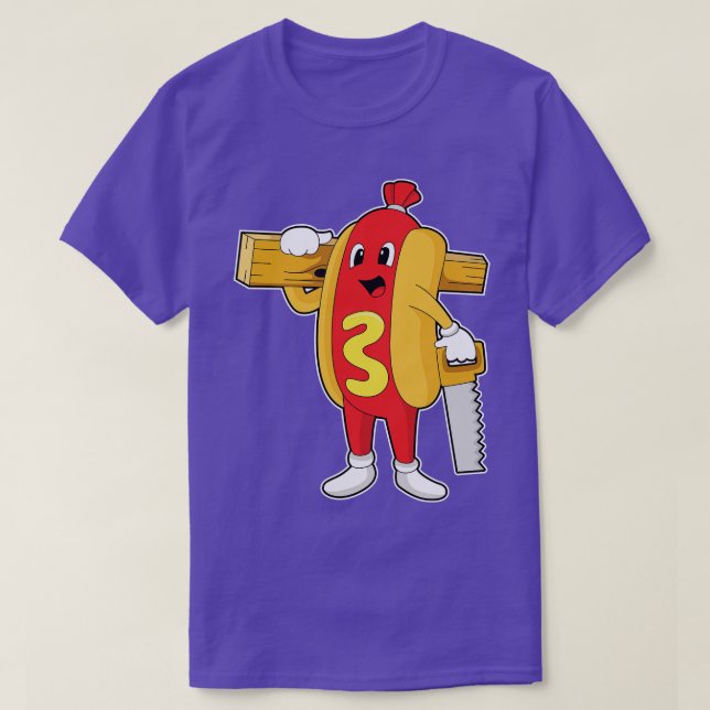 Hotdog as penter with Saw Wood T-Shirt (Design Front)