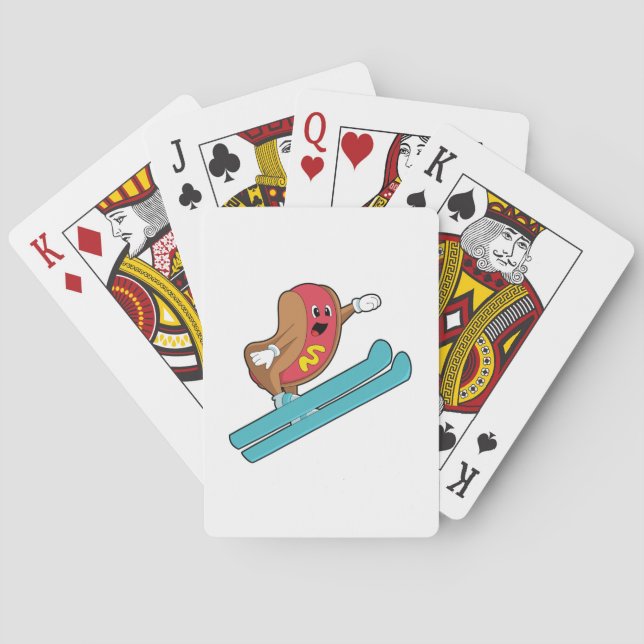 Hotdog as Ski jumper with Ski.PNG Playing Cards (Back)