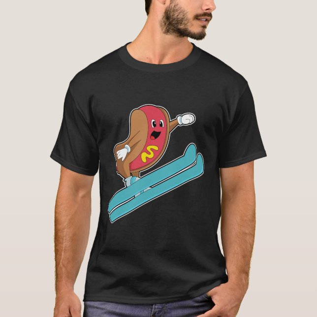 Hotdog as Ski jumper with Ski.PNG T-Shirt (Front)