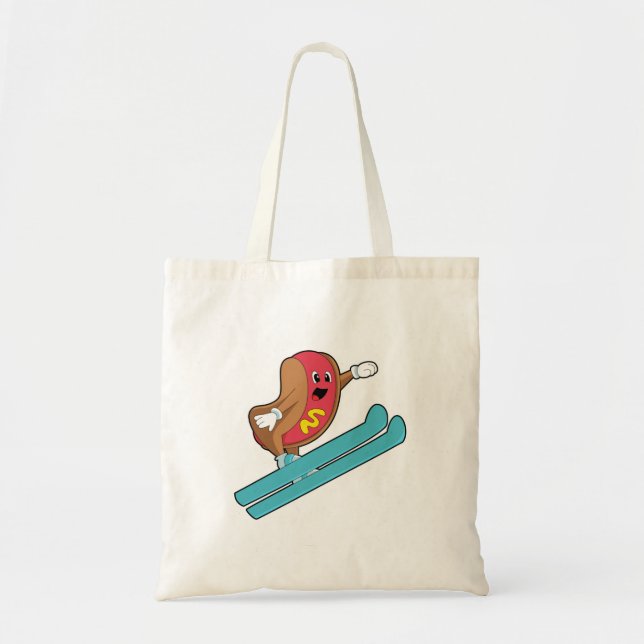 Hotdog as Ski jumper with Ski.PNG Tote Bag (Front)