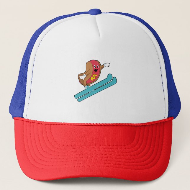 Hotdog as Ski jumper with Ski.PNG Trucker Hat (Front)