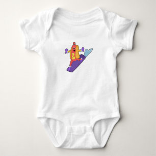 Hotdog as Snowboarder with Sonowboard Baby Bodysuit