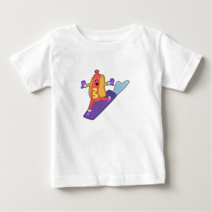 Hotdog as Snowboarder with Sonowboard Baby T-Shirt
