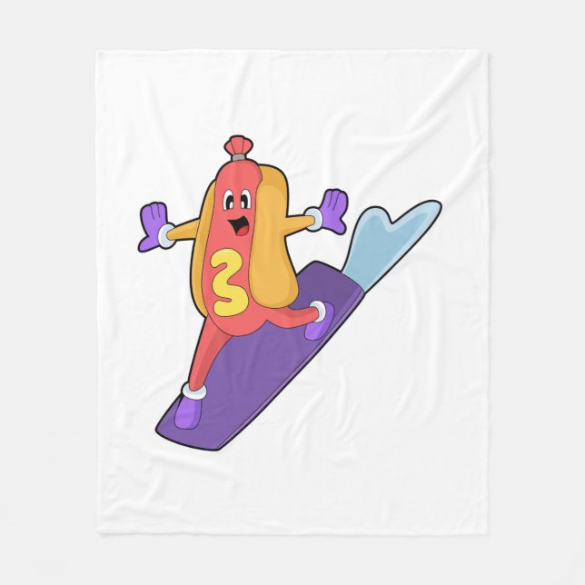 Hotdog as Snowboarder with Sonowboard Fleece Blanket (Front)