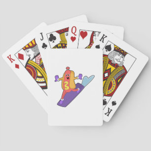 Hotdog as Snowboarder with Sonowboard Playing Cards
