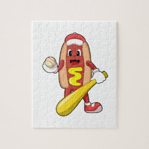 Hotdog at Baseball with Baseball bat Jigsaw Puzzle