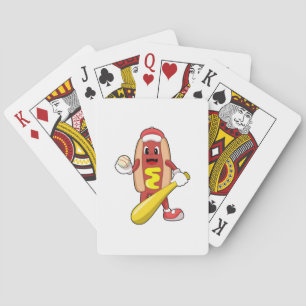 Hotdog at Baseball with Baseball bat Playing Cards