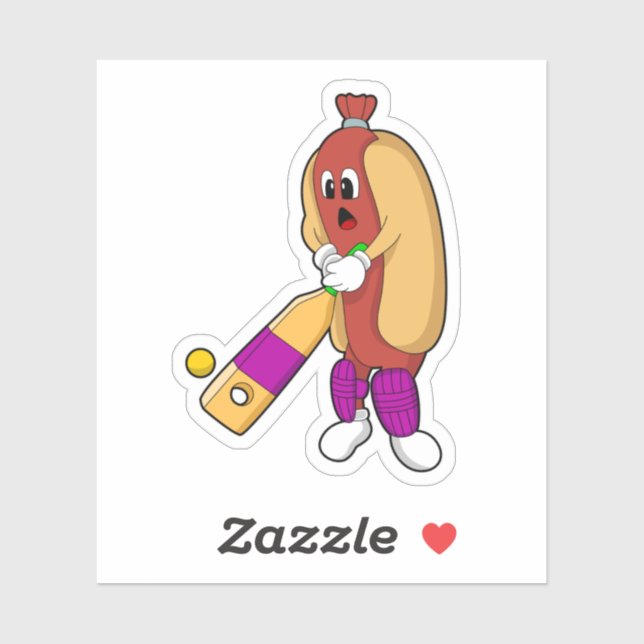 Hotdog at Cricket with Cricket bat (Sheet)