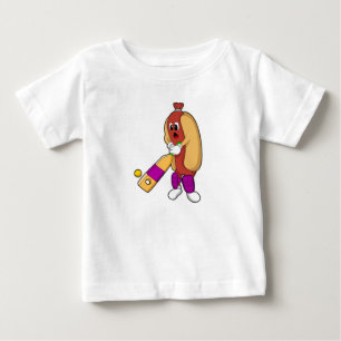 Hotdog at Cricket with Cricket bat Baby T-Shirt